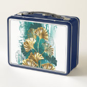 Zweigstelle mit goldenen Blätter Ginko Biloba Metall Brotdose (Rückseite)