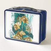 Zweigstelle mit goldenen Blätter Ginko Biloba Metall Brotdose (Vorderseite)