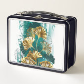 Zweigstelle mit goldenen Blätter Ginko Biloba Metall Brotdose (Vorderseite)