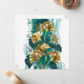 Zweigstelle mit goldenen Blätter Ginko Biloba Mitteilungskarte (Vorderseite/Rückseite Beispiel)