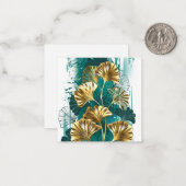 Zweigstelle mit goldenen Blätter Ginko Biloba Mitteilungskarte (Vorderseite/Rückseite Beispiel)