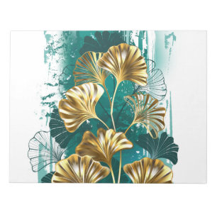 Zweigstelle mit goldenen Blätter Ginko Biloba Notizblock