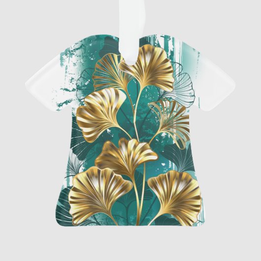 Zweigstelle mit goldenen Blätter Ginko Biloba Ornament (Vorderseite)