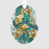 Zweigstelle mit goldenen Blätter Ginko Biloba Ornament (Rückseite)
