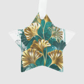 Zweigstelle mit goldenen Blätter Ginko Biloba Ornament (Rückseite)