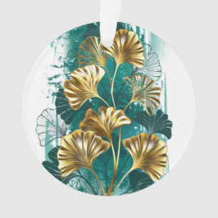 Zweigstelle mit goldenen Blätter Ginko Biloba Ornament