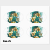 Zweigstelle mit goldenen Blätter Ginko Biloba Ovaler Aufkleber (Blatt)