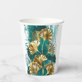 Zweigstelle mit goldenen Blätter Ginko Biloba Pappbecher (Rückseite)