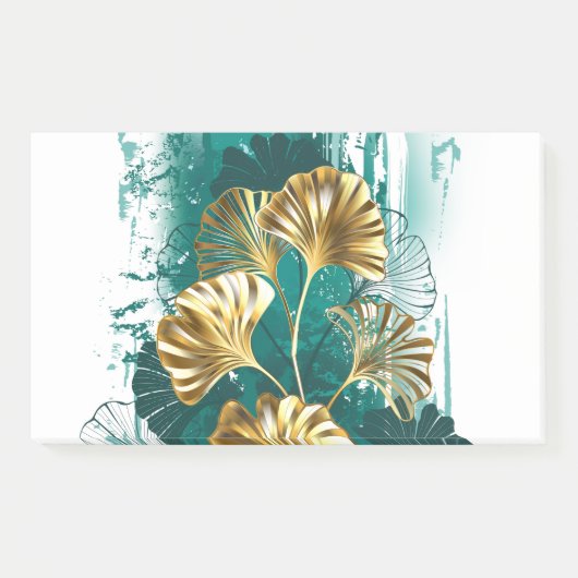 Zweigstelle mit goldenen Blätter Ginko Biloba Post-it Klebezettel (Vorderseite)