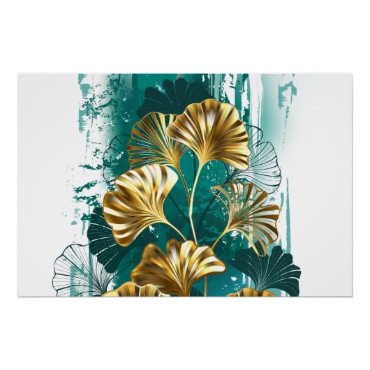 Zweigstelle mit goldenen Blätter Ginko Biloba Poster (Vorderseite)