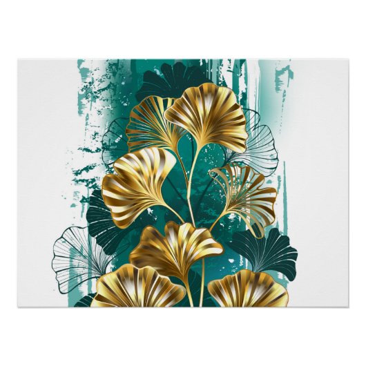 Zweigstelle mit goldenen Blätter Ginko Biloba Poster (Vorderseite)