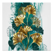 Zweigstelle mit goldenen Blätter Ginko Biloba Poster (Vorderseite)