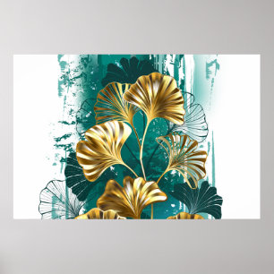 Zweigstelle mit goldenen Blätter Ginko Biloba Poster
