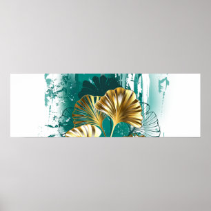 Zweigstelle mit goldenen Blätter Ginko Biloba Poster