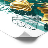 Zweigstelle mit goldenen Blätter Ginko Biloba Poster (Ecke)