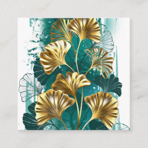 Zweigstelle mit goldenen Blätter Ginko Biloba Quadratische Visitenkarte