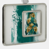 Zweigstelle mit goldenen Blätter Ginko Biloba Rahmen-Ornament Silber (Rechts)