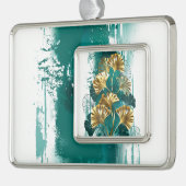 Zweigstelle mit goldenen Blätter Ginko Biloba Rahmen-Ornament Silber (Links)