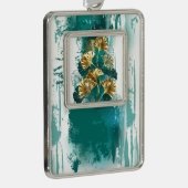 Zweigstelle mit goldenen Blätter Ginko Biloba Rahmen-Ornament Silber (Rechts)