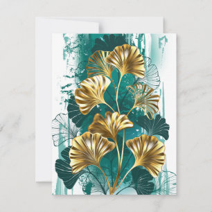 Zweigstelle mit goldenen Blätter Ginko Biloba RSVP Karte