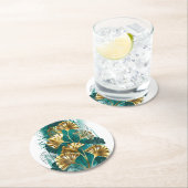 Zweigstelle mit goldenen Blätter Ginko Biloba Runder Pappuntersetzer (Vor Ort)