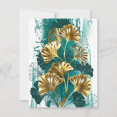 Zweigstelle mit goldenen Blätter Ginko Biloba Save The Date (Vorderseite)