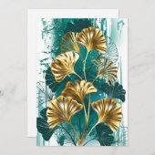 Zweigstelle mit goldenen Blätter Ginko Biloba Save The Date (Vorne/Hinten)