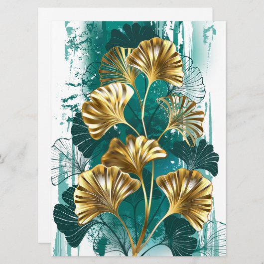 Zweigstelle mit goldenen Blätter Ginko Biloba Save The Date (Vorne/Hinten)