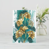 Zweigstelle mit goldenen Blätter Ginko Biloba Save The Date (Stehend Vorderseite)