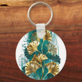 Zweigstelle mit goldenen Blätter Ginko Biloba Schlüsselanhänger (Vorderseite)