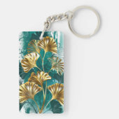 Zweigstelle mit goldenen Blätter Ginko Biloba Schlüsselanhänger (Rückseite)