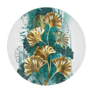 Zweigstelle mit goldenen Blätter Ginko Biloba Schneidebrett