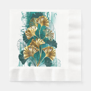 Zweigstelle mit goldenen Blätter Ginko Biloba Serviette
