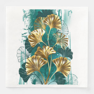 Zweigstelle mit goldenen Blätter Ginko Biloba Serviette
