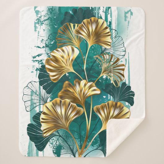 Zweigstelle mit goldenen Blätter Ginko Biloba Sherpadecke (Vorderseite)