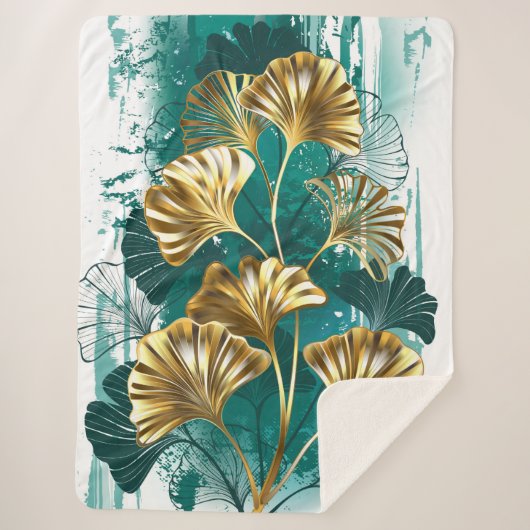 Zweigstelle mit goldenen Blätter Ginko Biloba Sherpadecke (Vorderseite)