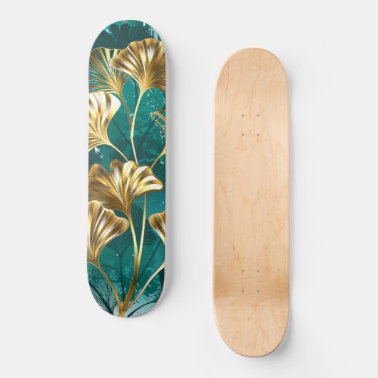 Zweigstelle mit goldenen Blätter Ginko Biloba Skateboard (Vorderseite)