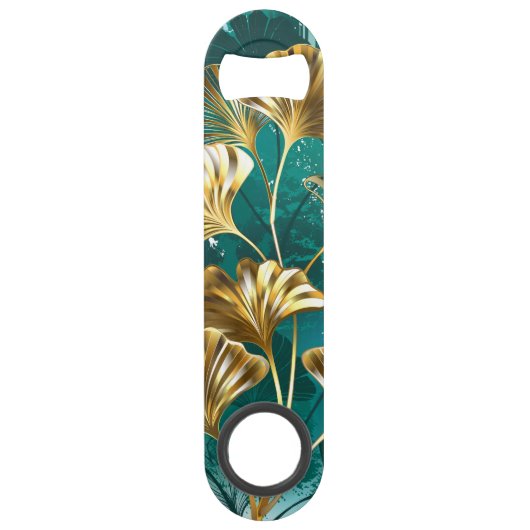 Zweigstelle mit goldenen Blätter Ginko Biloba Speed Flaschenöffner (Vorderseite)