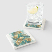 Zweigstelle mit goldenen Blätter Ginko Biloba Steinuntersetzer (Seitenansicht)