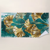 Zweigstelle mit goldenen Blätter Ginko Biloba Strandtuch (Vorderseite)