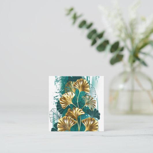 Zweigstelle mit goldenen Blätter Ginko Biloba Telefonnummerkarte (Stehend Vorderseite)