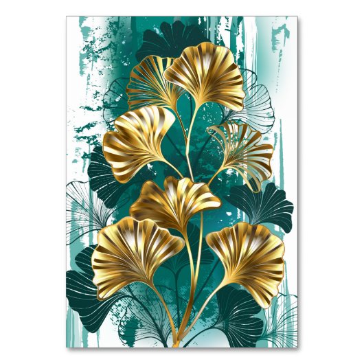 Zweigstelle mit goldenen Blätter Ginko Biloba Tischnummer (Vorderseite)