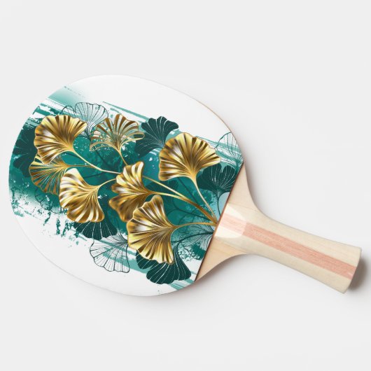 Zweigstelle mit goldenen Blätter Ginko Biloba Tischtennis Schläger (Seitenansicht)