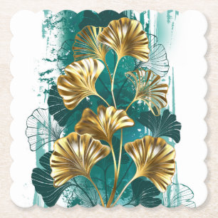 Zweigstelle mit goldenen Blätter Ginko Biloba Untersetzer