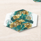 Zweigstelle mit goldenen Blätter Ginko Biloba Untersetzer (angewinkelt)