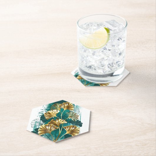 Zweigstelle mit goldenen Blätter Ginko Biloba Untersetzer (Vor Ort)