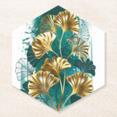 Zweigstelle mit goldenen Blätter Ginko Biloba Untersetzer (Vorderseite)