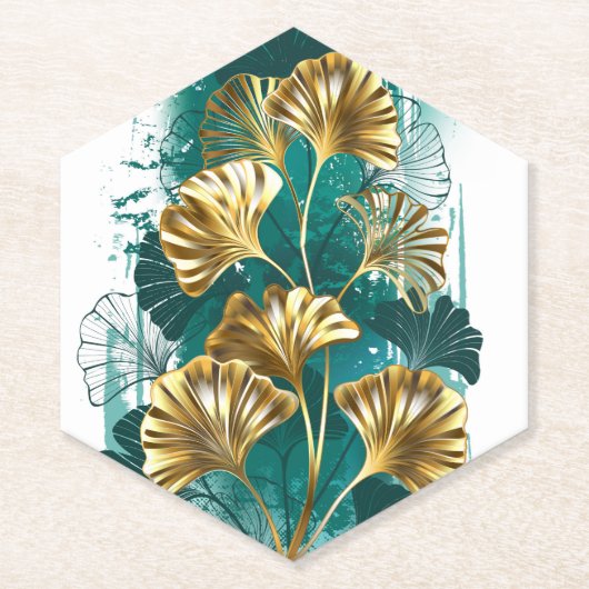 Zweigstelle mit goldenen Blätter Ginko Biloba Untersetzer (Vorderseite)