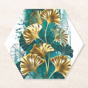 Zweigstelle mit goldenen Blätter Ginko Biloba Untersetzer