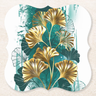 Zweigstelle mit goldenen Blätter Ginko Biloba Untersetzer